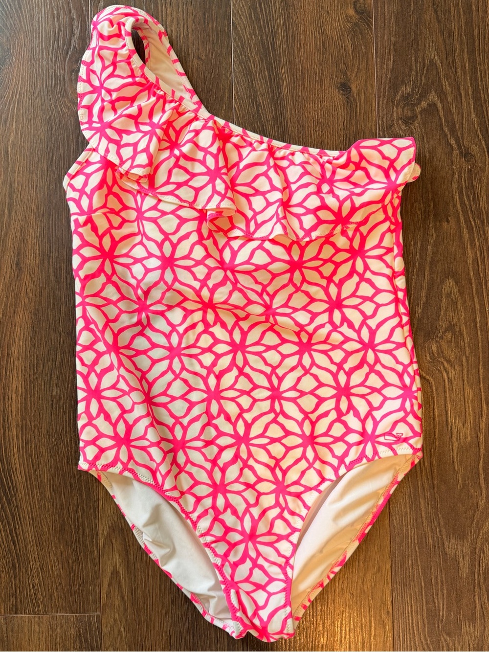 Vineyard Vines Pink One Shoulder Ruffle Swimsuit Size Medium